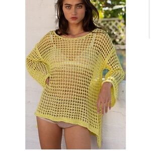 POL Lemon yellow crochet sweater